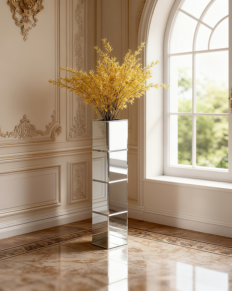 SHYFOY Handmade Glass Tall Floor Vase Fake Flower Vase