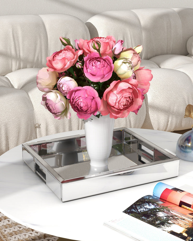 SHYFOY Mirror Glam Tray Bathroom Desktop Storage Tray, Silver Vanity Tray