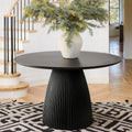 Black Round Dining Table Modern Round Dining Table with Fluted Pedestal Base