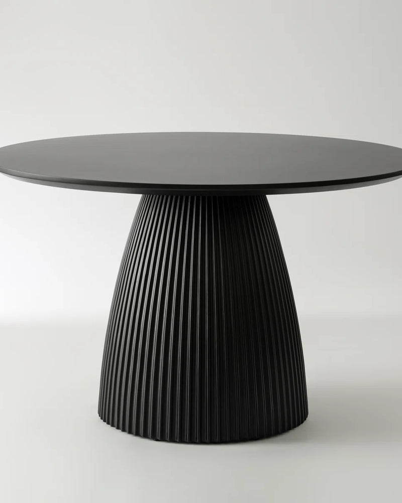 Black Round Dining Table Modern Round Dining Table with Fluted Pedestal Base