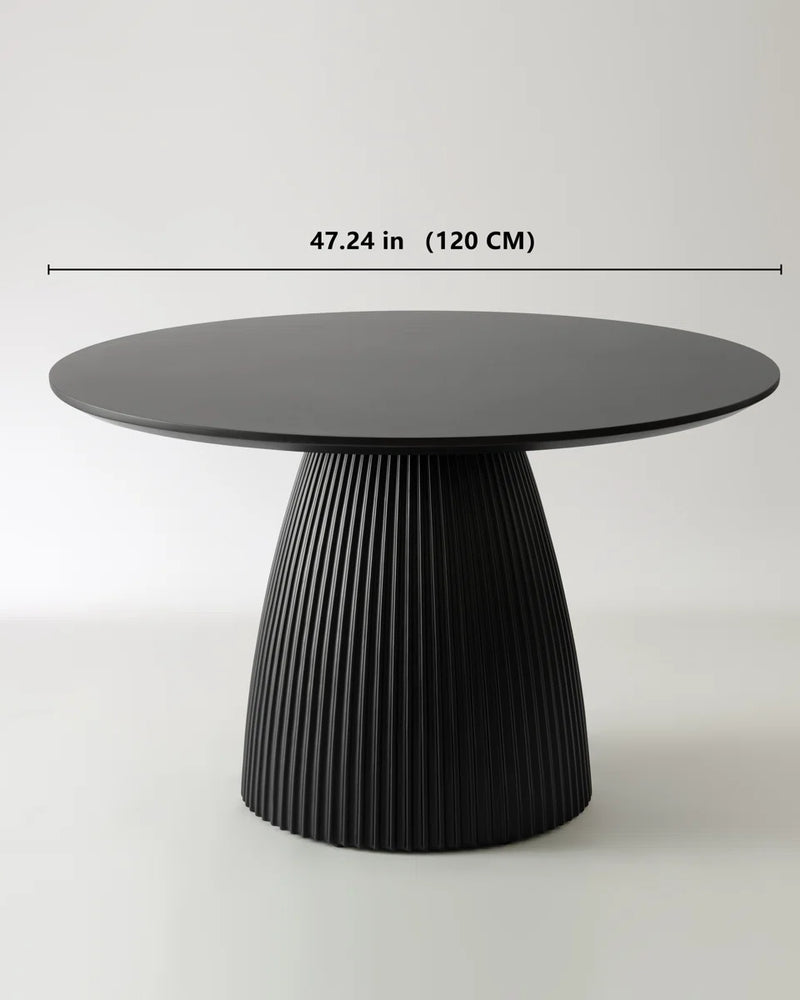 Black Round Dining Table Modern Round Dining Table with Fluted Pedestal Base