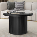 Black Pedestal Wood Round Coffee Table