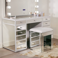 Hollywood Modern Vanity Mirrored Dressing Makeup Table with 13-Drawer