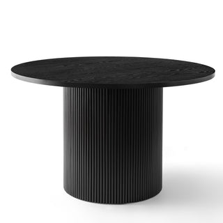 Black Round Fluted Pedestal Dining Table