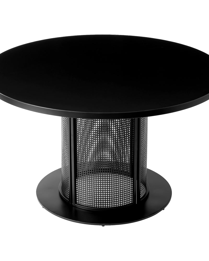 Round Metal Dining Table with Mesh Pedestal Base