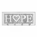 Mirrored HOPE Key Holder with Crystal Hooks Sparkly Silver Mirror Wall Decor