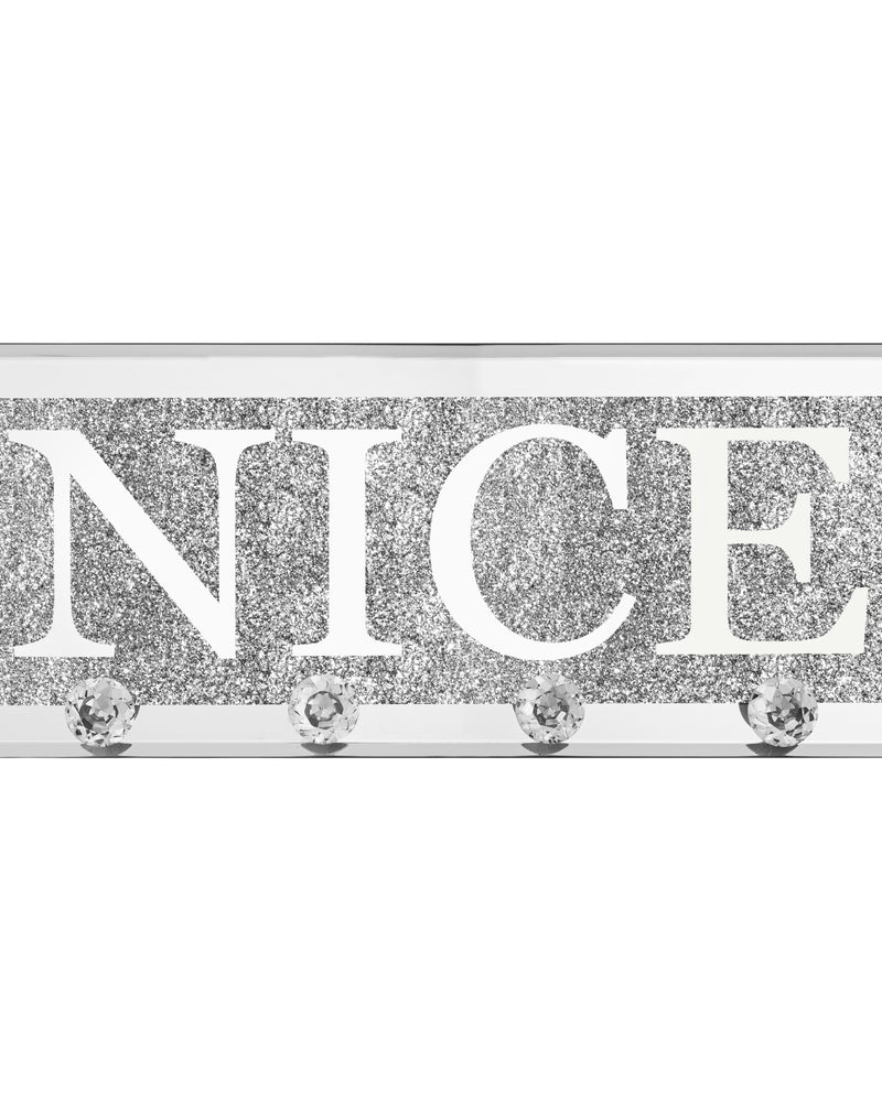 NICE  Mirrored Key Holder with Crystal Hooks