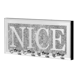 NICE  Mirrored Key Holder with Crystal Hooks