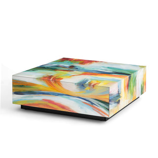 Square Modern Abstract Glass Coffee Table