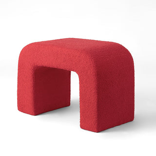25.6'' Red Upholstered Foot Stool Modern Pouf Ottoman
