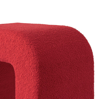 25.6'' Red Upholstered Foot Stool Modern Pouf Ottoman
