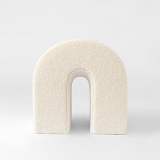 White Accent Upholstered Ottoman, N Shaped