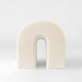 White Accent Upholstered Ottoman, N Shaped