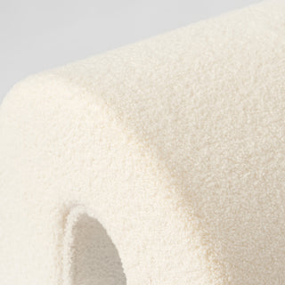 White Accent Upholstered Ottoman, N Shaped