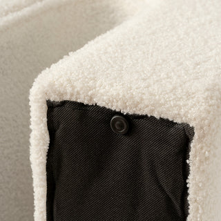 White Accent Upholstered Ottoman, N Shaped