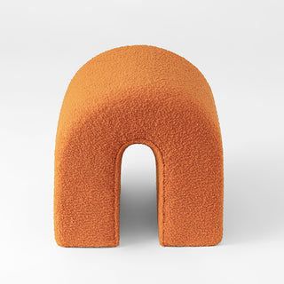 Orange Accent Upholstered Ottoman, N Shaped