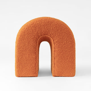 Orange Accent Upholstered Ottoman, N Shaped