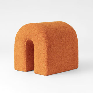 Orange Accent Upholstered Ottoman, N Shaped