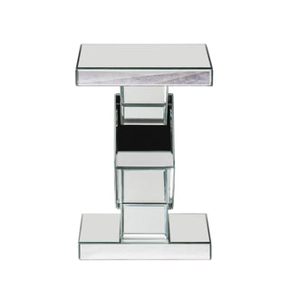 SHYFOY Mirrored Crushed Diamond Side Table Glass Mirror End Tables