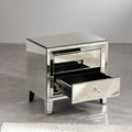 2-Drawer Accent Glam Modern Nightstand with Crystal Knobs