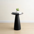 Round Black Side Table End Table with Pedestal Fluted Base