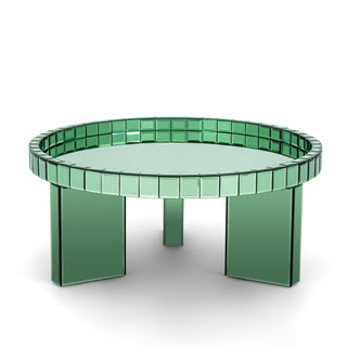 Green Round Glass Tray Top Coffee Table