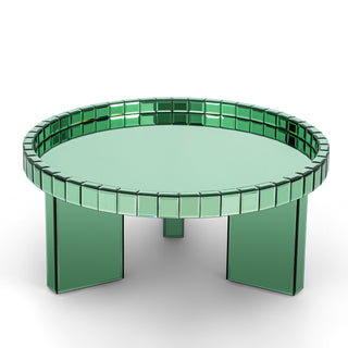 Green Round Glass Tray Top Coffee Table