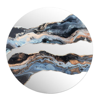 23.6" Artistic Marble Patterned Round Wall Mirror