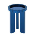 Blue Mirrored End Table,  Round Glass Side Table with Three Legs