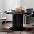 Round Metal Dining Table with Mesh Pedestal Base