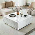 White Faux Marble Square Coffee Table