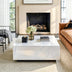 White Faux Marble Square Coffee Table
