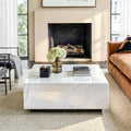 White Faux Marble Square Coffee Table