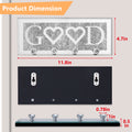 GOOD Mirrored Key Holder with Crystal Hooks, Sparkly Silver Mirror Wall Decor