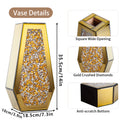 Glod  Crushed Diamond Vase Large Mirrored Flower Vases Home Decor