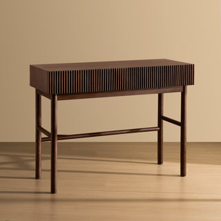 Brown Solid Wood Console Table with 2-Drawer