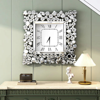 Large 23.6" Mirrored Crystal Wall Clock