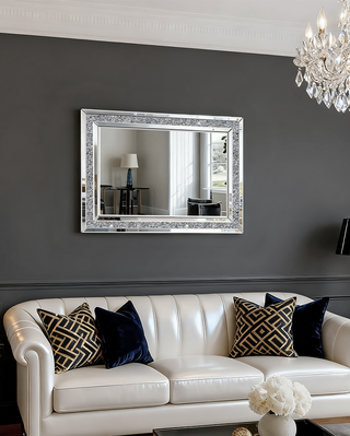 Glam Crystal Accent Wall Mirror Sparkly Silver Mirror - 20" x 16"