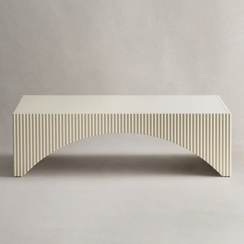 White Modern Fluted Arch-Base Coffee Table