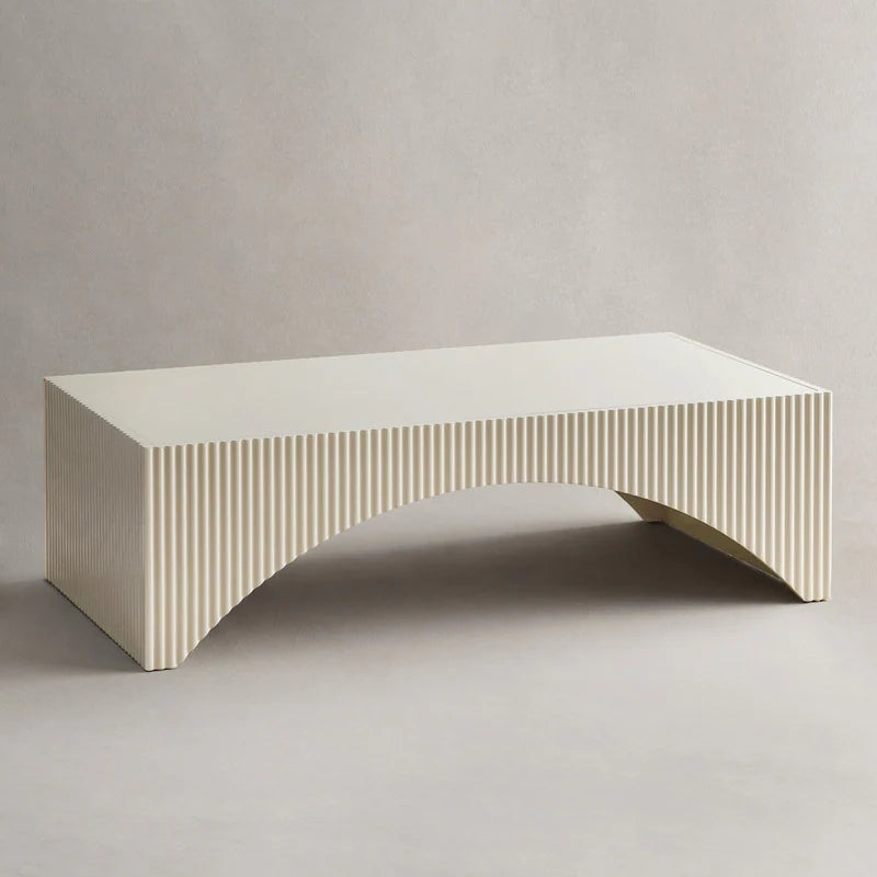 White Modern Fluted Arch-Base Coffee Table