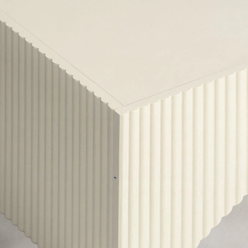 White Modern Fluted Arch-Base Coffee Table