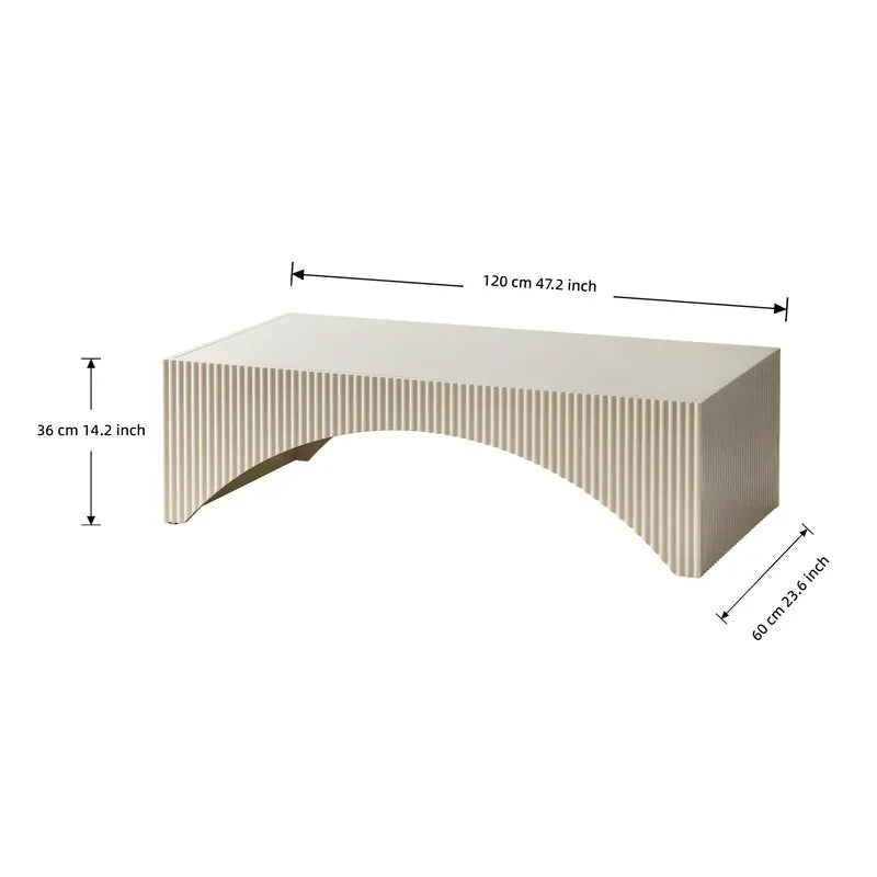 White Modern Fluted Arch-Base Coffee Table