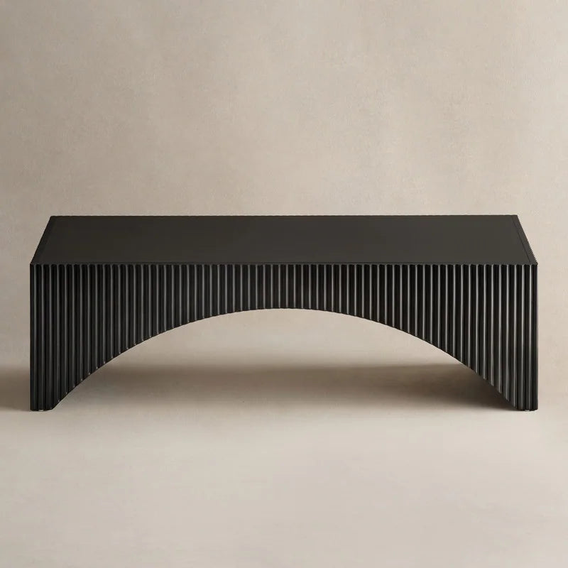 Black Modern Fluted Arch-Base Coffee Table