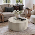 Modern Ribbed Round Concrete Coffee Table