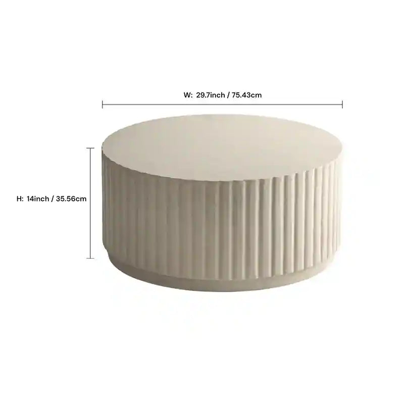 Modern Ribbed Round Concrete Coffee Table