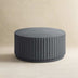 Black Modern Ribbed Round Concrete Coffee Table