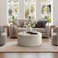 Modern Ribbed Round Concrete Coffee Table