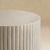 White Modern Round Fluted Drum Magnesium Oxide End Table