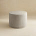 White Modern Round Fluted Drum Magnesium Oxide End Table