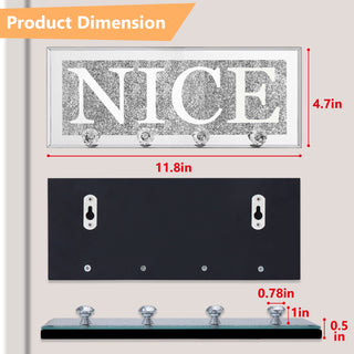 NICE  Mirrored Key Holder with Crystal Hooks